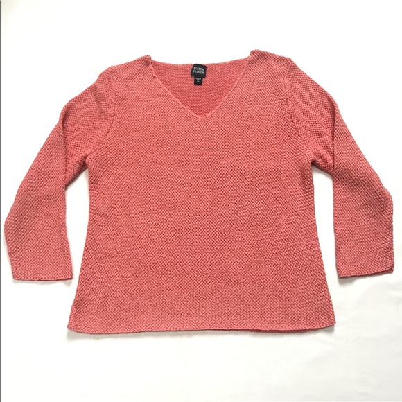 EILEEN FISHER Womens Silk/Nylon Blend 3/4 Sleeve Weave Textured Sweater Top sz M - Picture 2 of 10